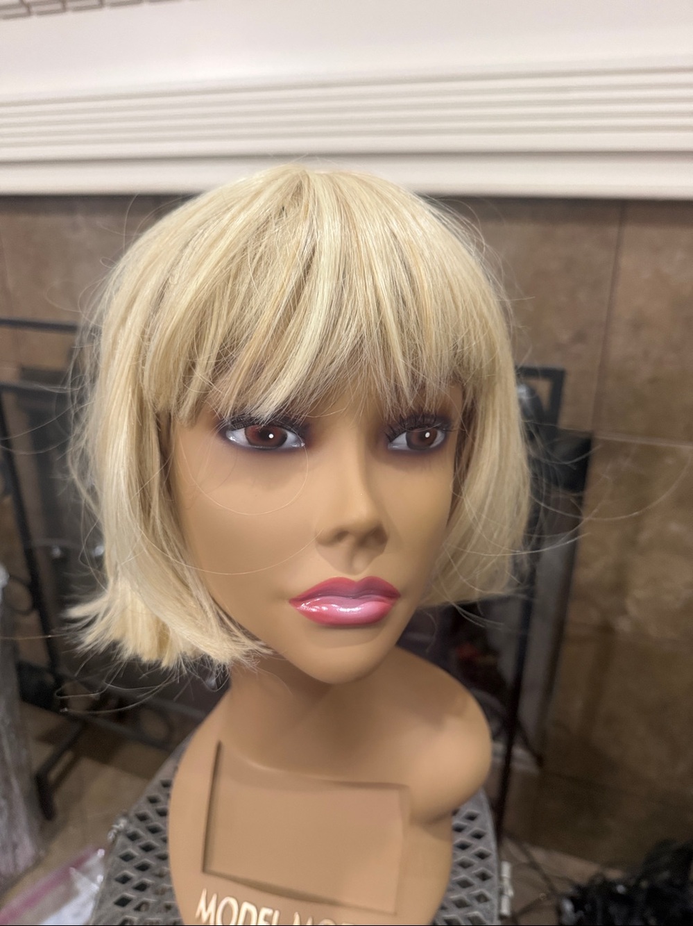 Blonde Short Bob Wig with Bangs - Classic Women Hair